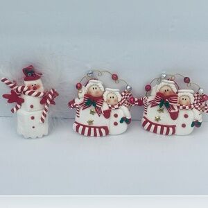 Christmas Holiday Ornaments Set Of 3 Snowman Christmas Carolers